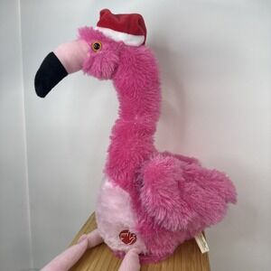 Dan Dee Singing Flamingo Macarena Christmas Animated Santa Hat Plush WORKS Video